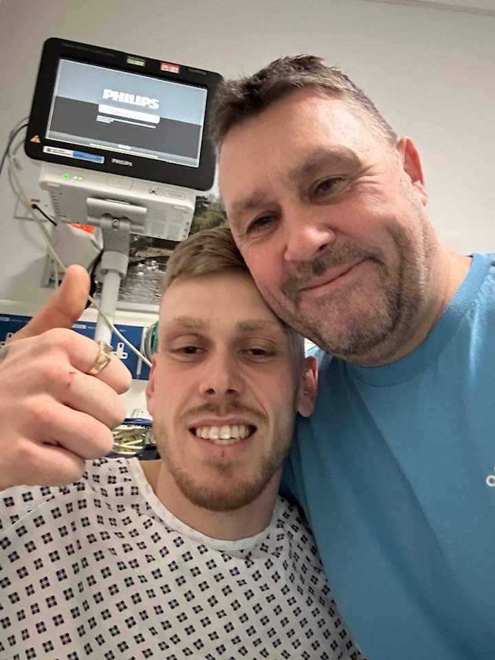 The best picture you’ll see tonight. Aston Villa fans Josh Moseley and his dad Jason Moseley. Josh was rescued by CPR during the game last night. Big thumbs up to show he’s recovering in hospital. Amazing to see. Speedy recovery. 👏🏻❤️
