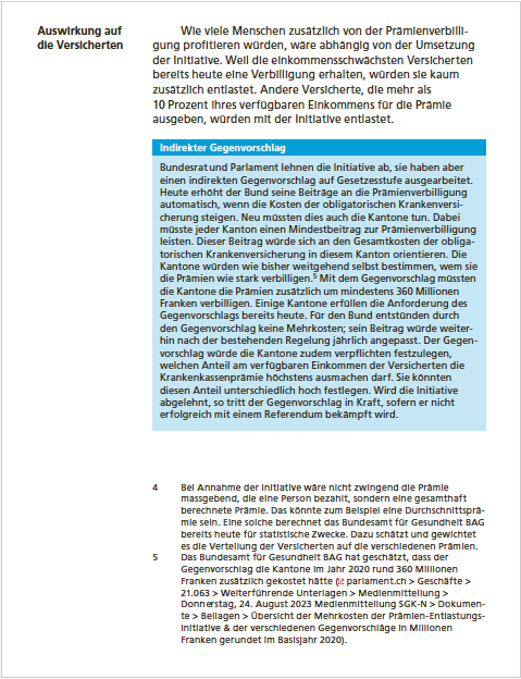 #Abst24 Broschur S.13ff #PrämieninitiativeJA in der #SRFArena fallen die Beurteilungen zum Gegenvorschlag (Bild blau) unterschiedlich aus. Bis dato regelt der Föderalismus die IPV. Bsp: @meyer_mattea  In LU stiegen Prämien in 25 J. um 300, IPV nur um 30. 
admin.ch/gov/de/start/d…