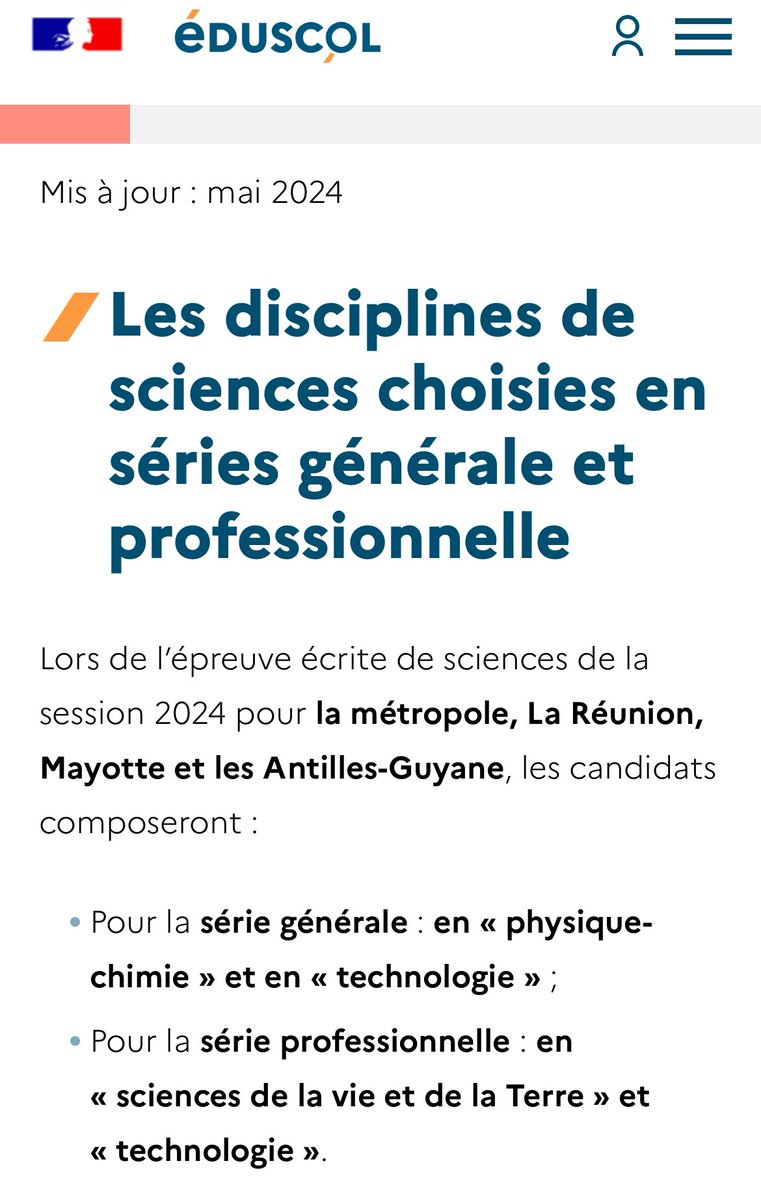 Les disciplines scientifiques du #DNB2024 sont enfin connues :
- Série Générale. : Phys. Ch. / Techno.
- Série Pro : SVT / Techno.