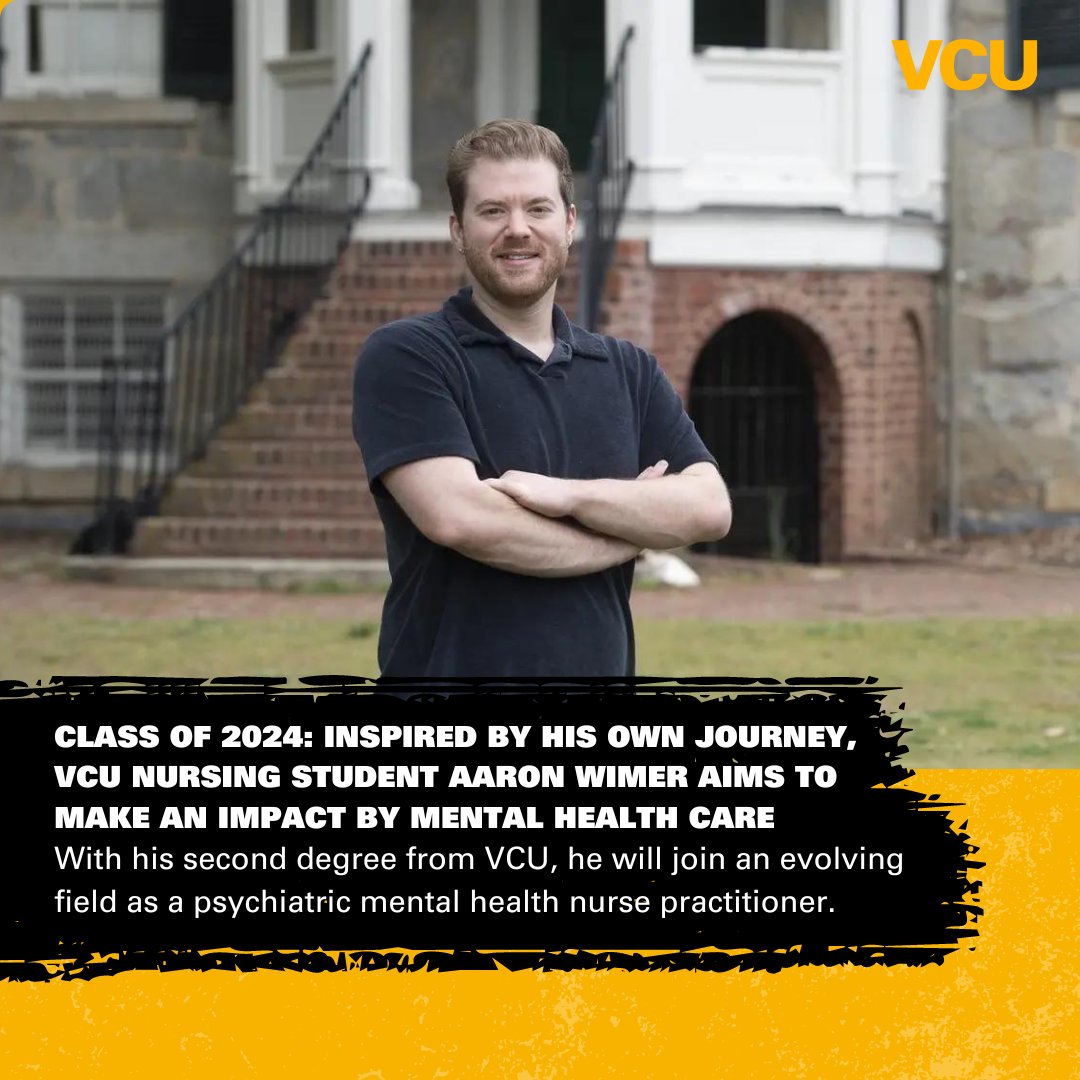 Class of 2024: Inspired by his own journey, #VCU nursing student Aaron Wimer aims to make an impact in mental health care. Read more: news.vcu.edu/article/2024/0…