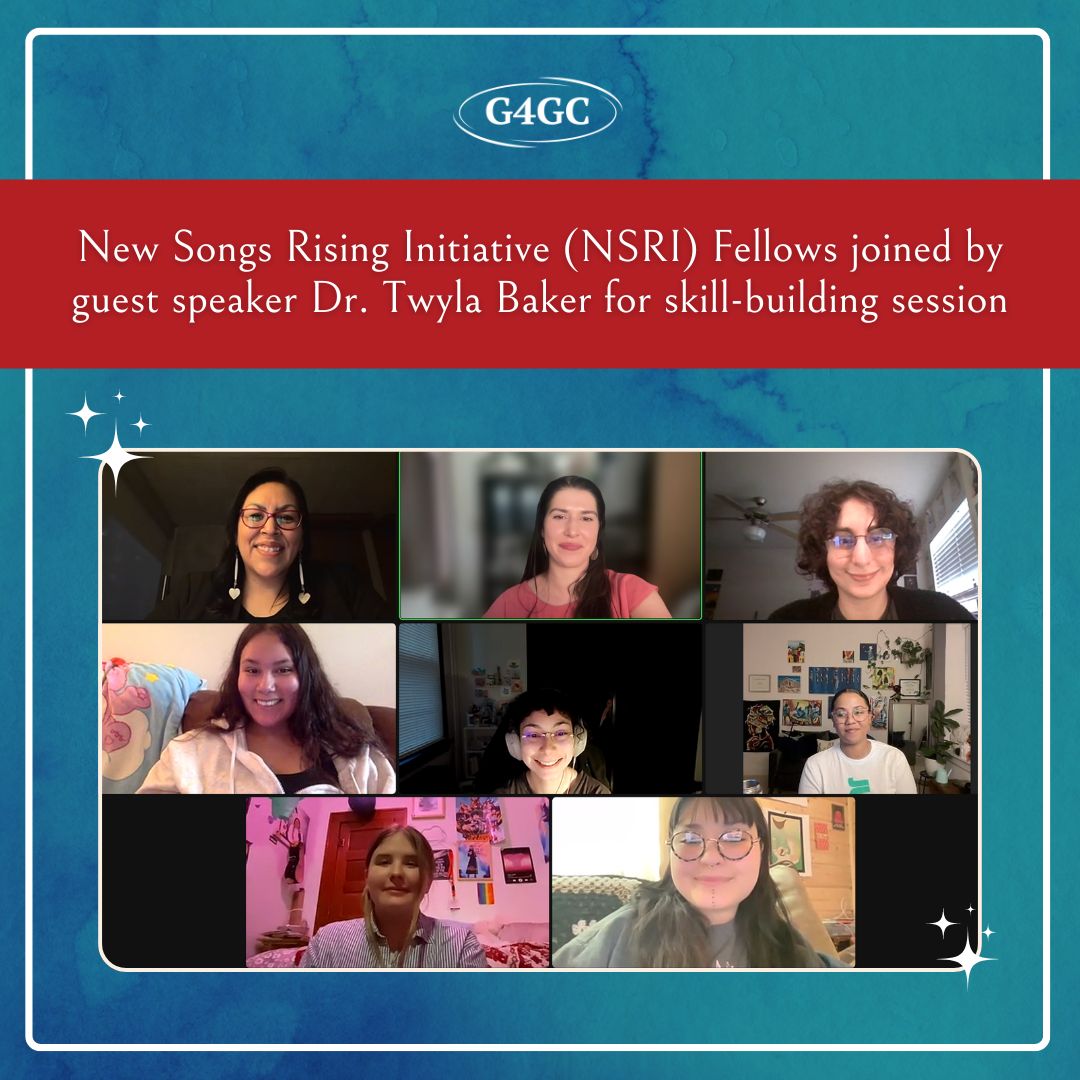 G4GC (@g4gc_org) on Twitter photo New Songs Rising Fellows kicked off their first skill-building session with Dr. Twyla Baker <a href="/Indigenia/">Indigenia Foundation</a> (Hidatsa), President of Nueta Hidatsa Sahnish College. She shared insights on boundaries, self-assertion, and leveraging personal and community values to be one's best self! New Songs Rising Fellows kicked off their first skill-building session with Dr. Twyla Baker <a href="/Indigenia/">Indigenia Foundation</a> (Hidatsa), President of Nueta Hidatsa Sahnish College. She shared insights on boundaries, self-assertion, and leveraging personal and community values to be one's best self!