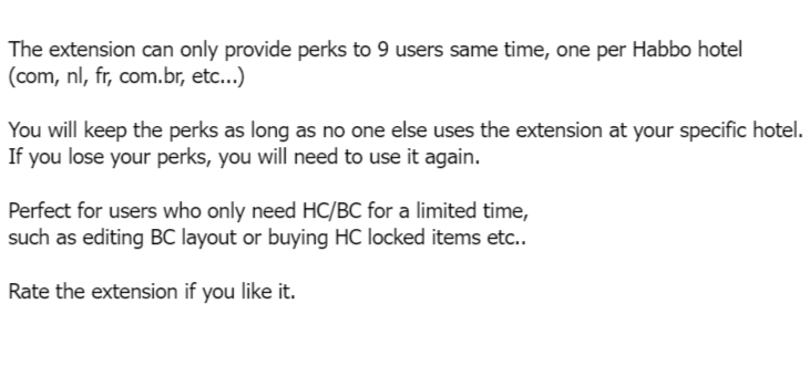 Check out this little project, made a browser extension that adds avatar perks on #Habbo without needing any Habbo collectibles NFTs.

Get HC and BC perks across all 9 Habbo Hotels with just a click: bobba.pro/extension