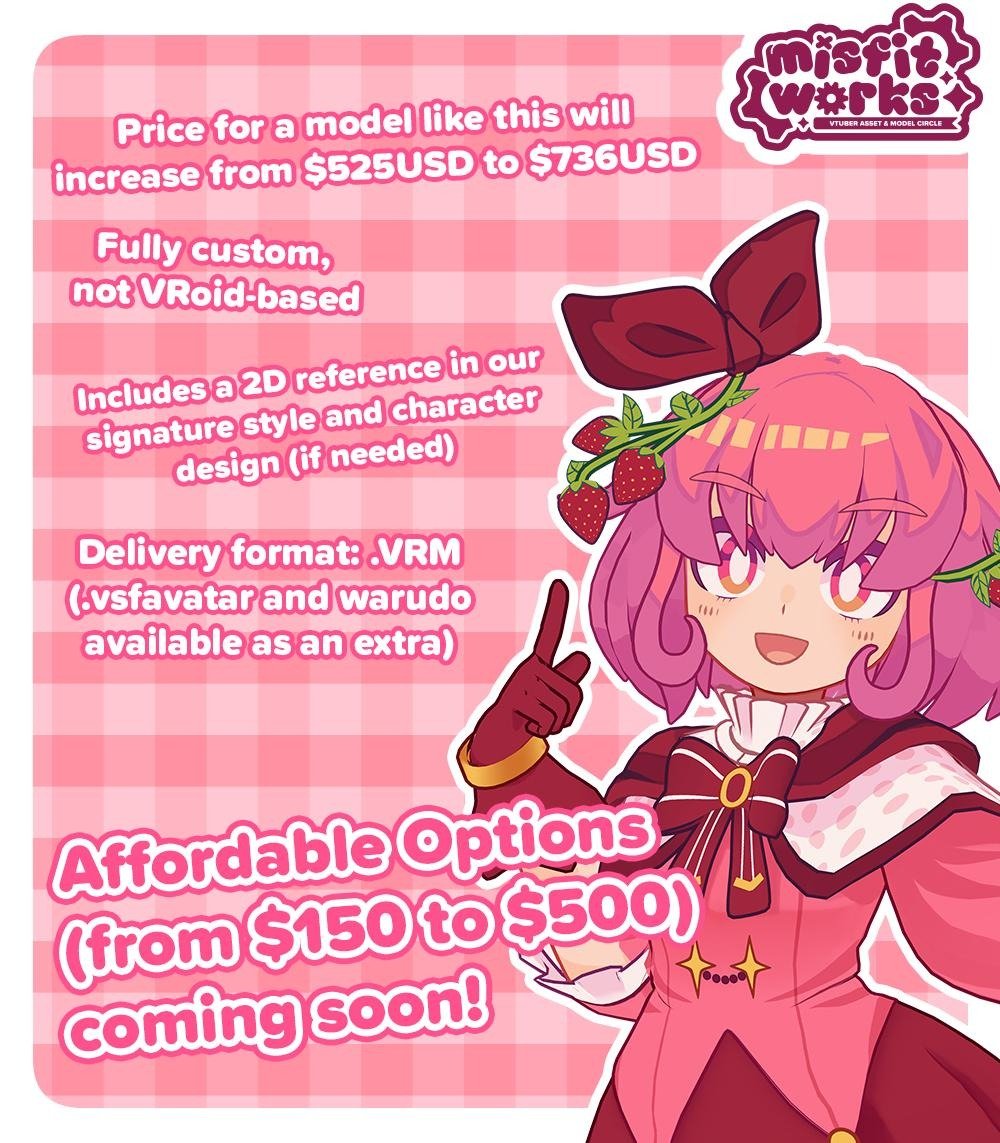 [Announcement] From now on, all of our 3D Vtuber models will be made 100% from scratch! The prices will increase accordingly, but we will be announcing two other more affordable 3D model options within this month! More info in the images ⬇️⬇️