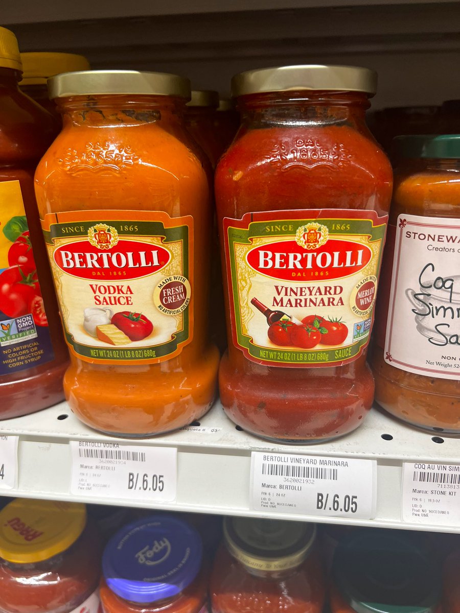Vainillin17's tweet photo. No saben el dolor que a mi me da ver que en un país tan caro como USA una salsa Bertolli me cueste 2.79 y que en PTY me cueste 6.05 https://t.co/WG1HRyocCB