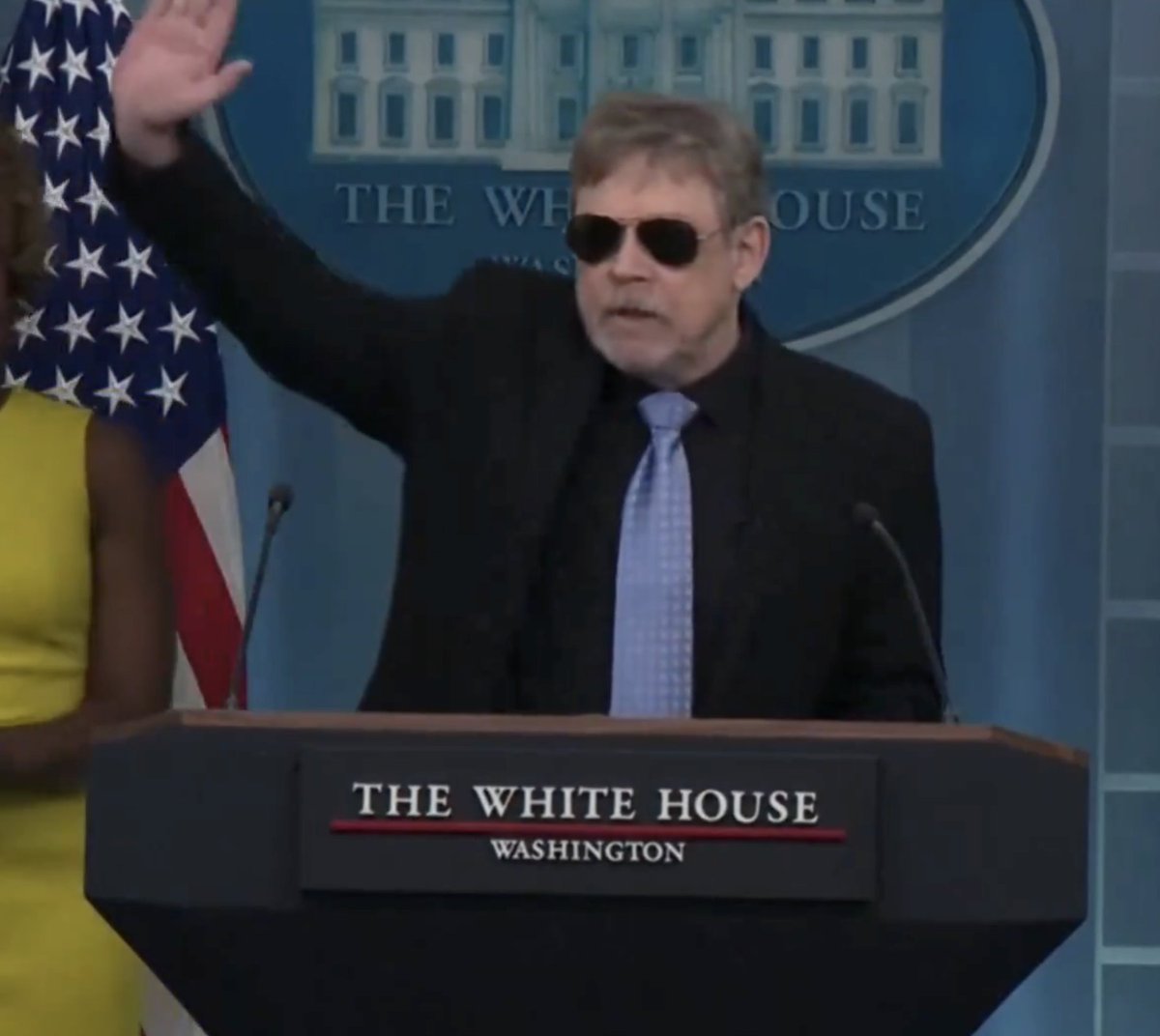 BREAKING: Legendary actor Mark Hamill infuriates MAGA world by making a surprise appearance at the White House press briefing to praise Joe Biden's historic presidency. Luke Skywalker is all in on defeating Donald Trump... 'How many of you had Mark Hamill will lead the press
