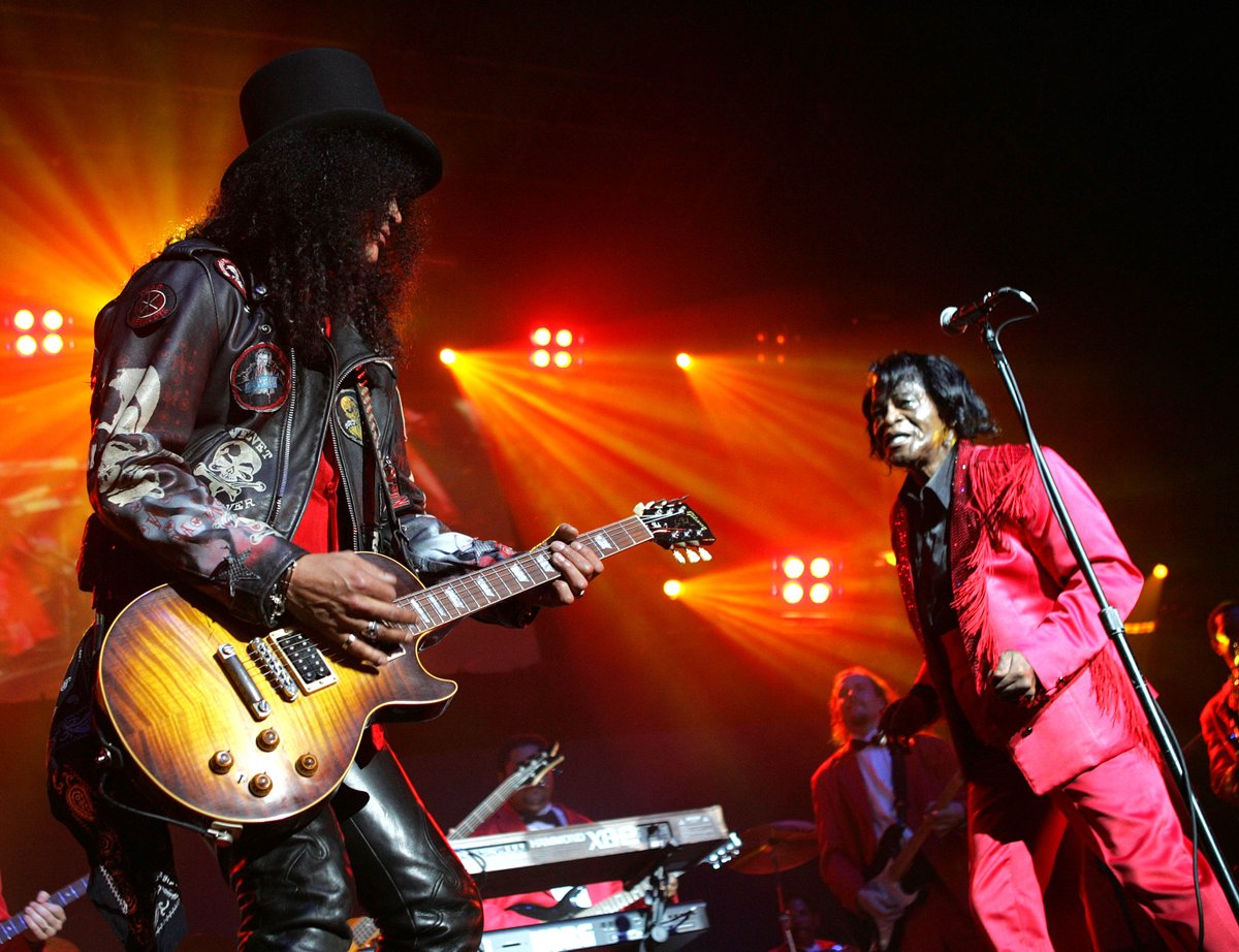 #OnThisDay: May 3rd, 1933 - the birth of the 'Godfather of Soul' aka 'Mr. Dynamite' aka the Mr. James Brown! Take the day to FEEL GOOD! 📸#JamesBrown and #Slash at the Roseland Ballroom September 17th, 2004 in New York City. Pics via Frank Micelotta/Getty Images