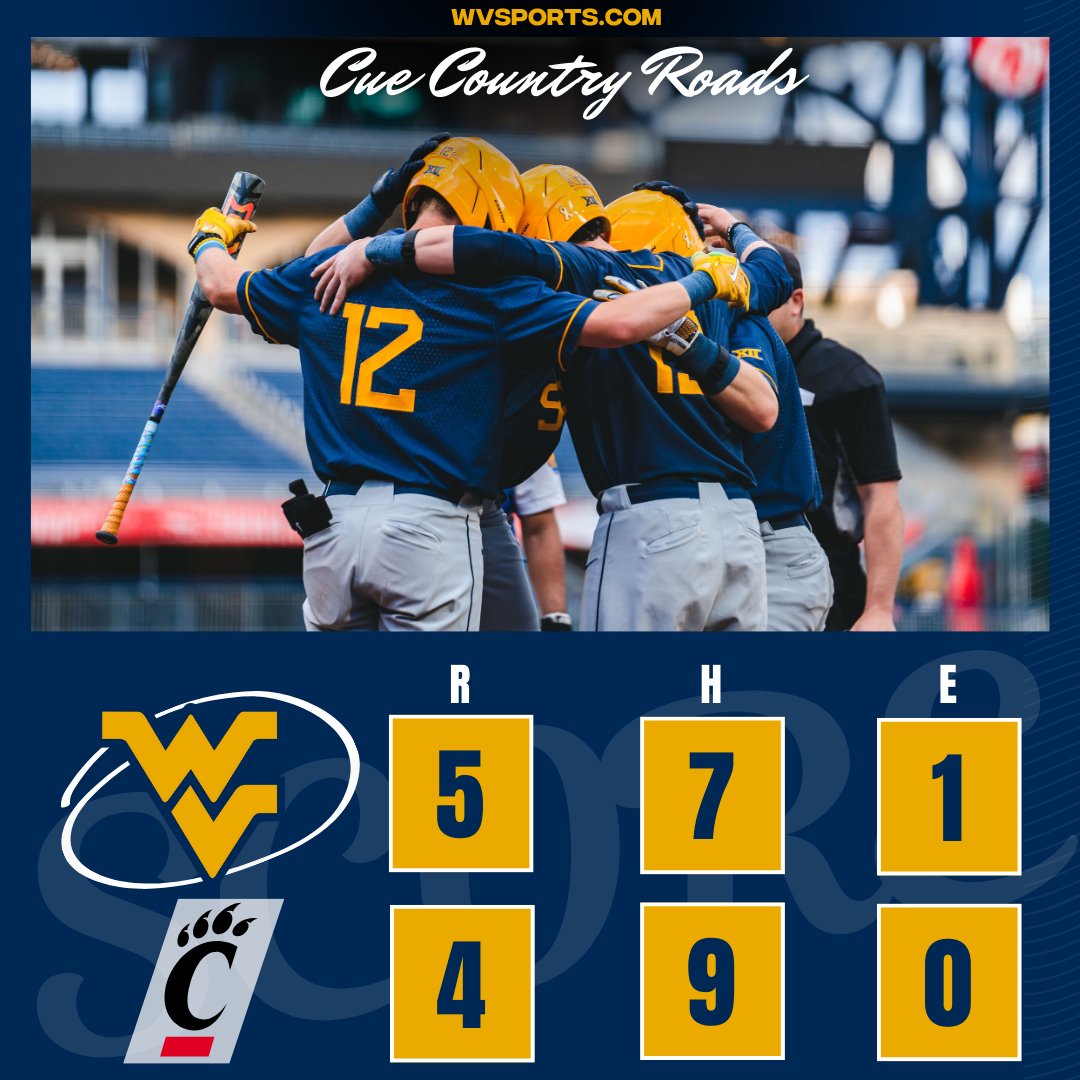 #WVU takes down Cincinnati 5-4 in game one. #HailWV