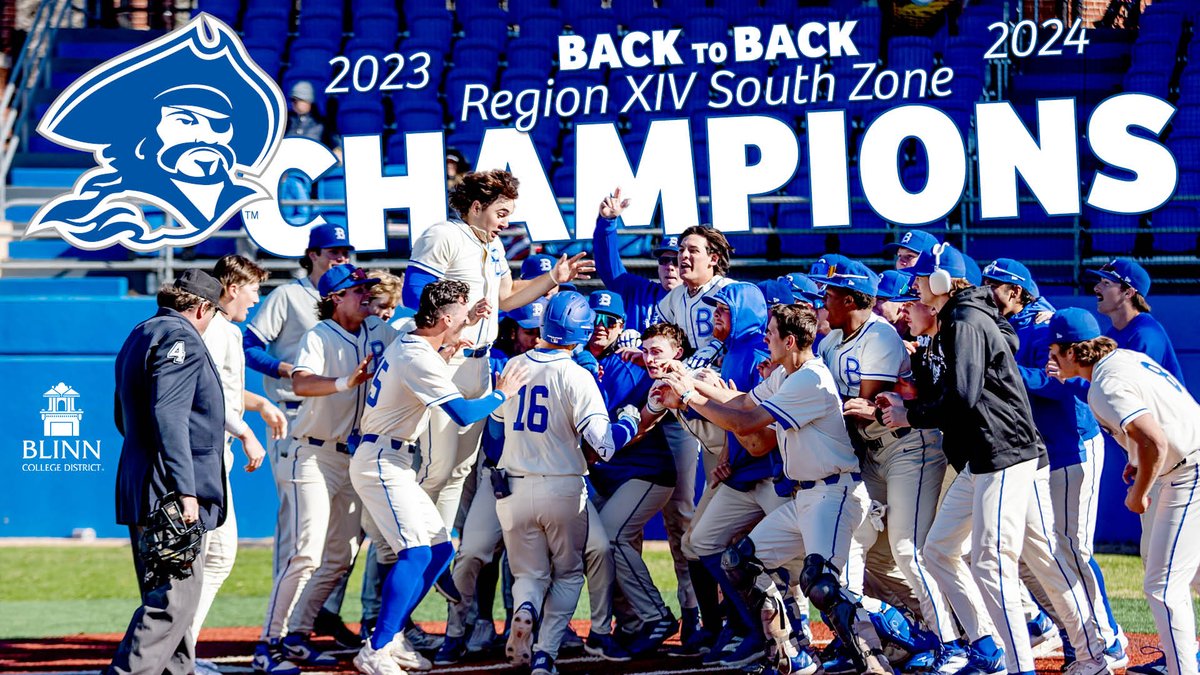 WE DID IT!!! No. 12 Blinn defeats Alvin, 8-3, in game one of today's Region XIV South doubleheader to capture its second consecutive regular-season South title!!!