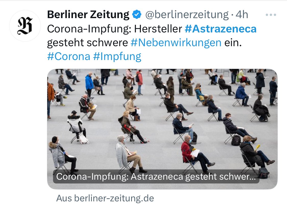 #AstraZeneca

Nächste Verschwörungstheorie fliegt auf und die Herde hält weiterhin zu ihrem Schäfer. Nur wenige werden die Größe aufbringen und gestehen, einem Scharlatan auf den Leim gegangen zu sein. Der Rest wird sich Lügen einreden müssen, um halbwegs gut schlafen zu können.