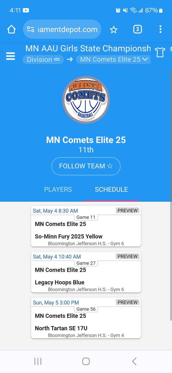 11th MN Comets-Canesi is a very talented group!! @FiveStateHoops
1 @Addykath7 3 @RohloffKarleigh 4 @KaitlynRohloff 5 @lauren_croal 
11 @lillyosterman 13 @uhnotlex 
14 @BrookeVersteeg 
15 @SchollChloe 
22 @GretaCrandall 
24 @addy_pilarski