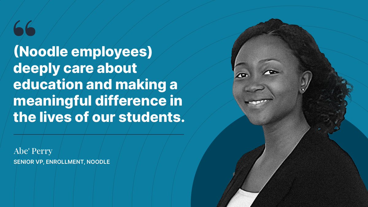 Noodle's Senior VP of Enrollment, Abe’ P., highlights our commitment and passion for what we do at Noodle. Through this dedication, we empower universities to transform the world.

#noodle #highereducation #edtech #empoweringuniversities #studentenrollment #shapingthefuture