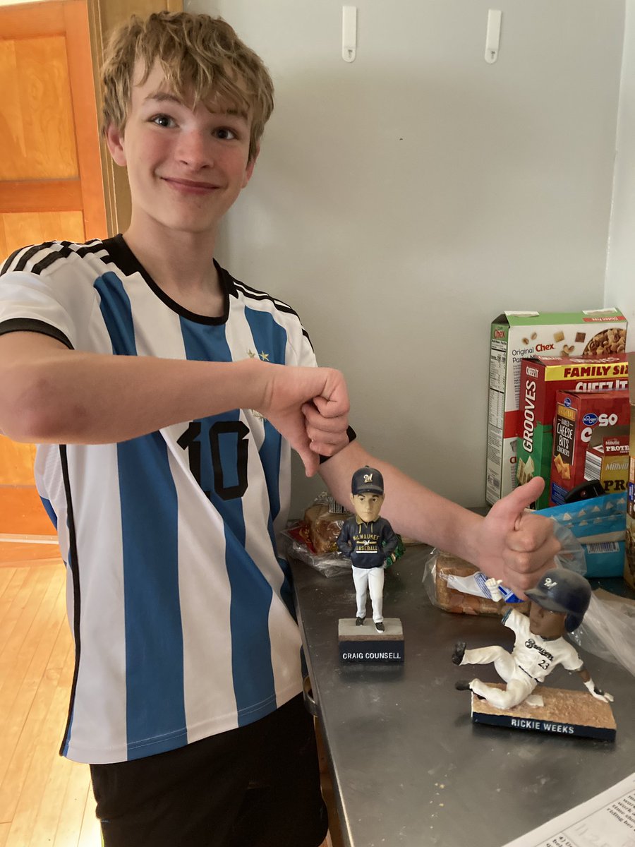 The boy wished to convey his sentiments through interpretive bobbleheading but was dismayed that the Craig bobble couldn’t really shake his head side to side.