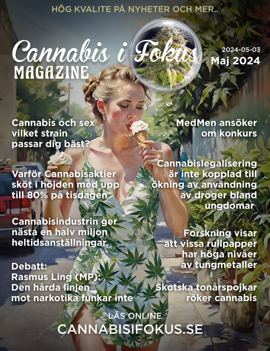 MAJ NUMRET AV CANNABIS I FOKUS
UTE NU
Bättre sex med weed och vilken strain som kan lämpa sig bäst
Varför Cannabis aktier har stigit i värde med över 80% i tisdagens handel! 
Varför röker kanadensiska tonårsflickor och skotska tonårspojkar mest i världen!
cannabisifokus.se