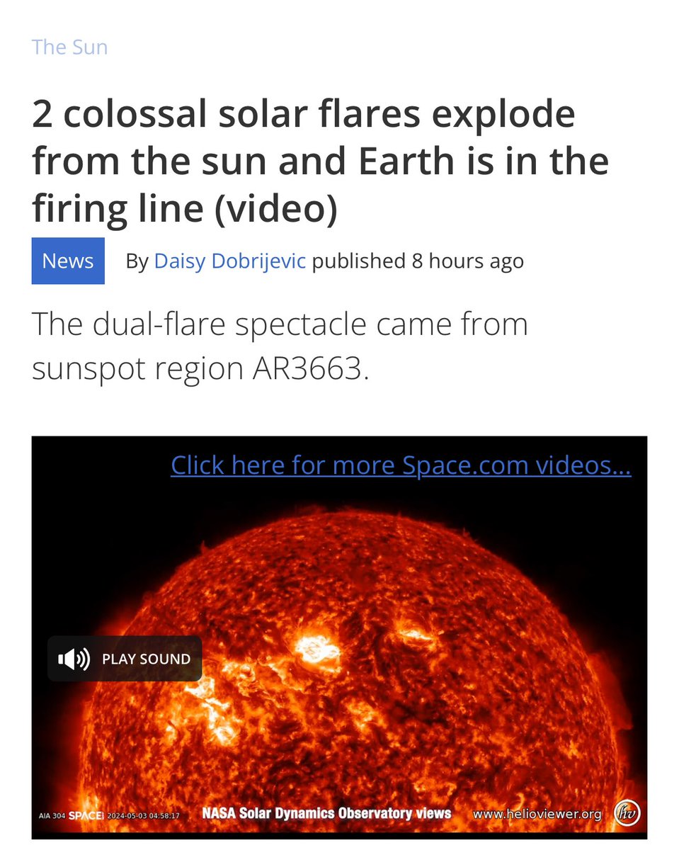 2 colossal solar flares explode from the sun and Earth is in the firing line (video) | Space space.com/two-solar-flar…