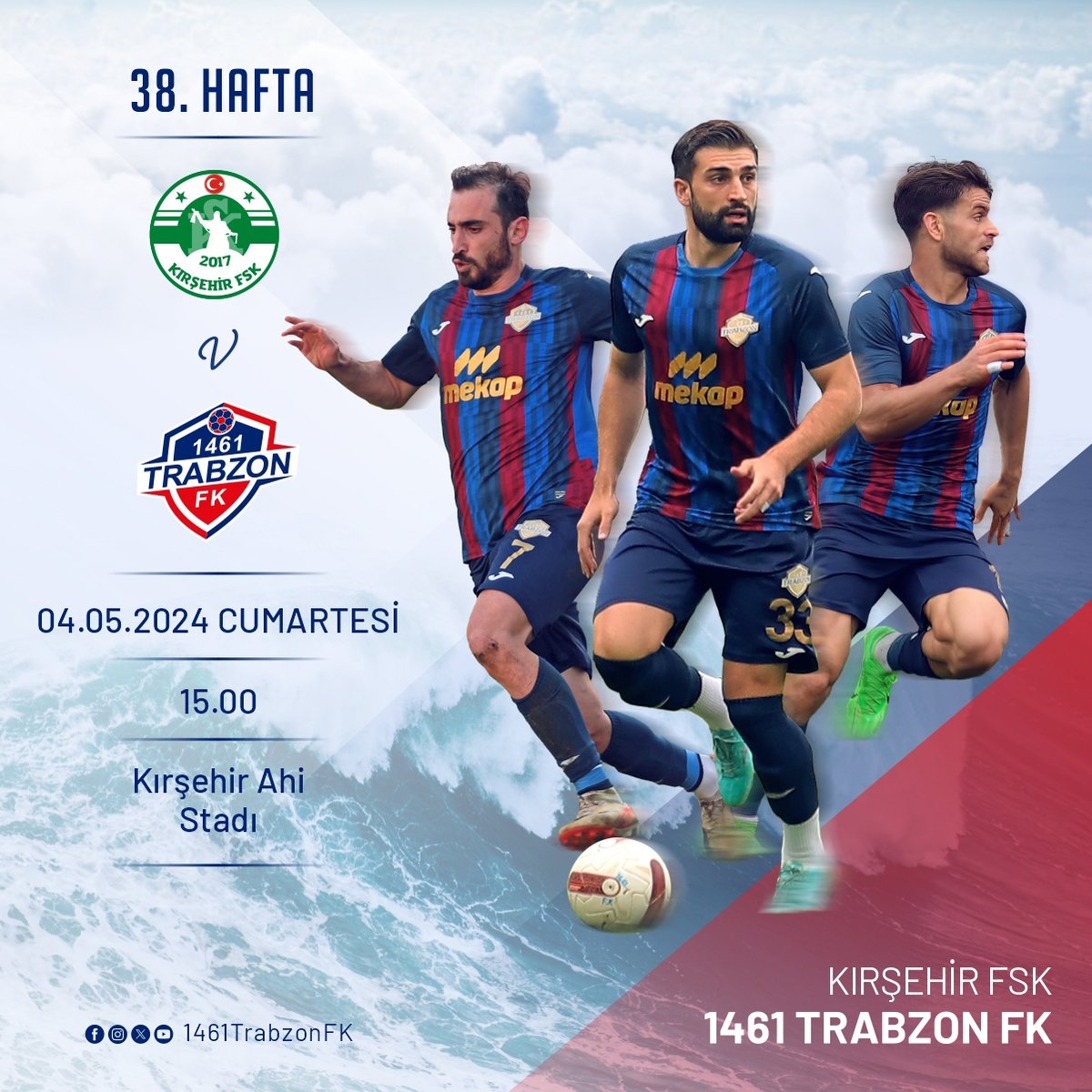 🔥BUGÜN GÜNLERDEN 1461 TRABZON FK 🏆TFF 2.Lig Beyaz Grup 38. Hafta ⚽Kırşehir FSK - 1461 Trabzon FK 🗓04.05.2024 🏟Ahi Stadı ⏰15:00 📺Yayın yok