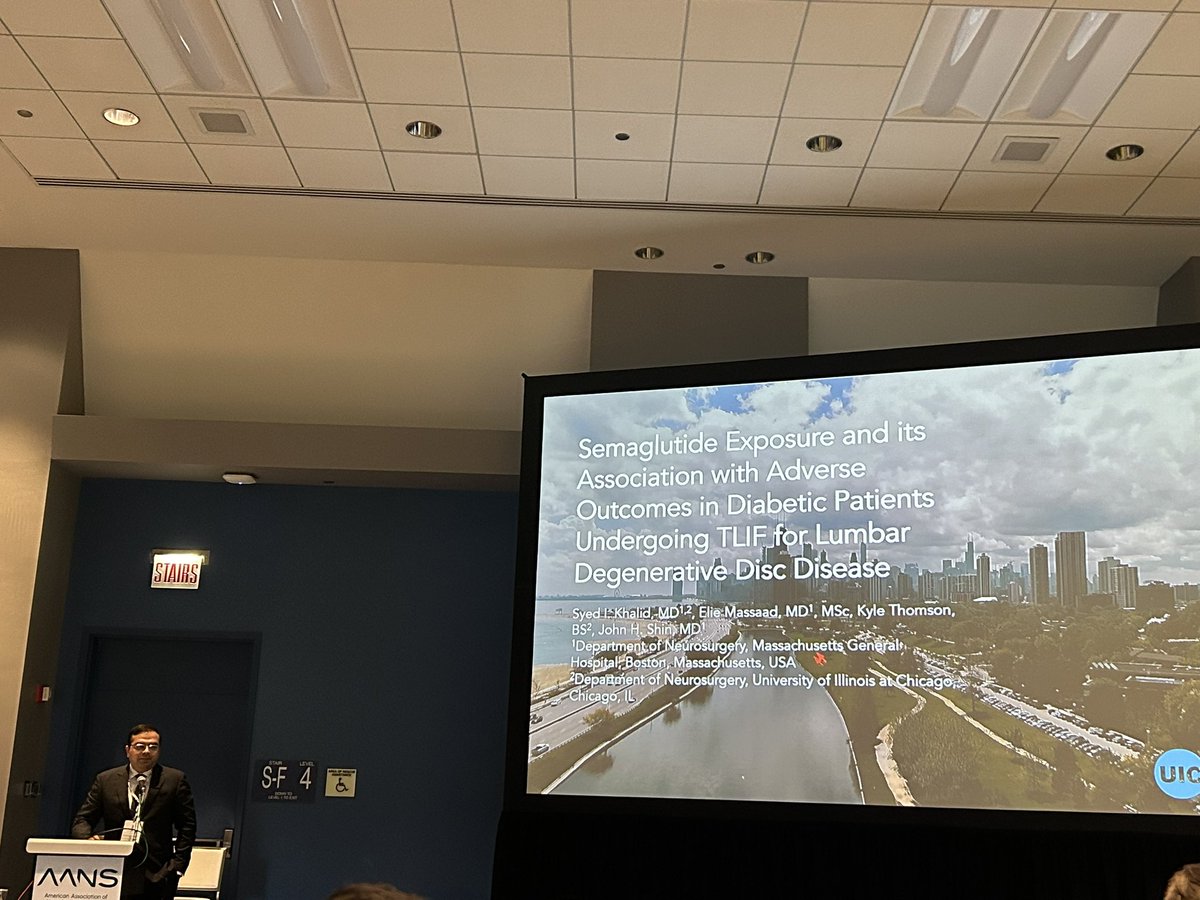 Great presentation by <a href="/syedikhalid/">Syed I. Khalid, M.D.</a>, representing <a href="/UICNeurosurgery/">UIC Neurosurgery</a> at the <a href="/AANSNeuro/">AANS</a> #AANS24