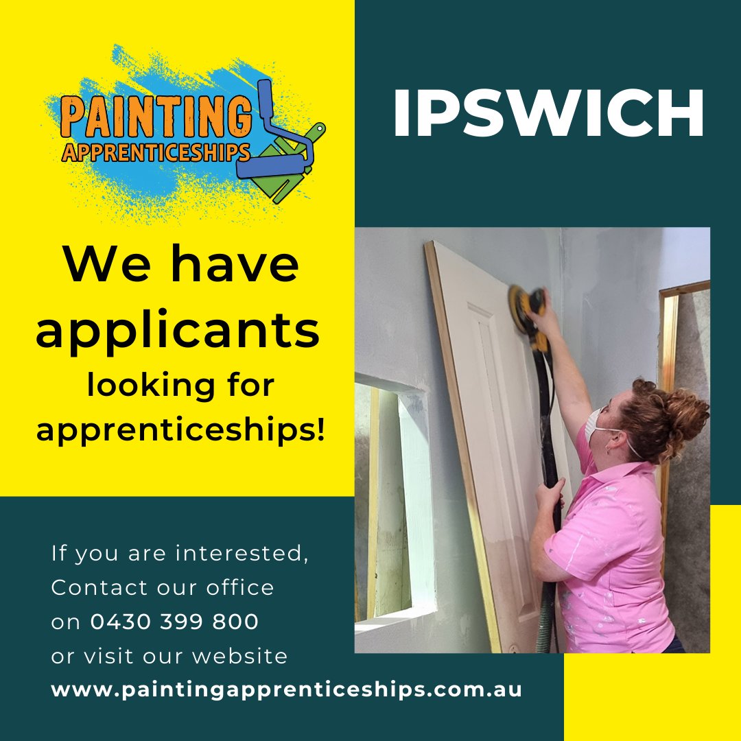 We have applicants looking for apprenticeships in Ipswich
zurl.co/hQJv
#Apprenticeship
#AussiePainters
#AussiePaintingApprenticeship
#PaintersinAustralia
#PaintingApprenticeship
#PaintingTrade
#PaintingandDecorating
#PaintingandDecoratingApprentice
#PaintTradie