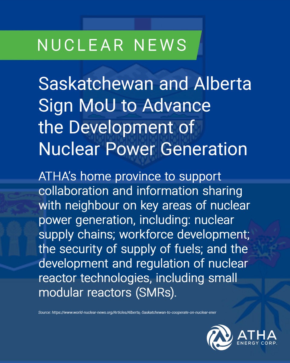 Canadian #nuclear news: Saskatchewan signs MoU with Alberta to advance the development of nuclear power generation 🔨☢️ Minister Dustin Duncan from @SKGov: 'I look forward to ...growing our economies and introducing new nuclear industries.' Source → world-nuclear-news.org/Articles/Alber…