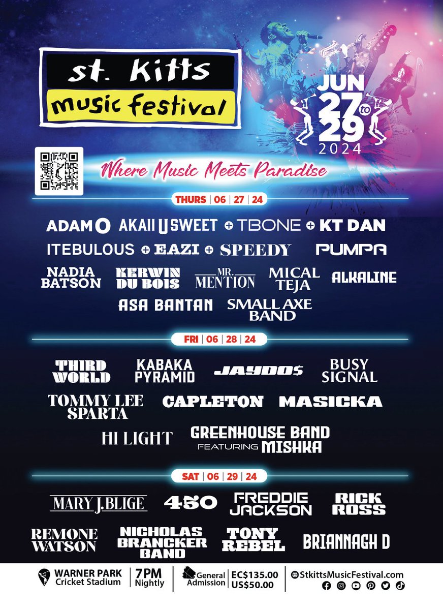 StKittsTourism's tweet image. Get ready for an unforgettable experience at the 26th Annual St. Kitts Music Festival! 🎶 Sixteen incredible acts just announced, including nine-time Grammy winner Mary J. Blige. Don't miss out on this star-studded event happening 22-30 June 2024! #StKitts #StKittsMusicFestival