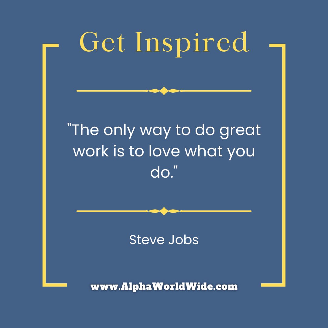 Driven by Passion

Great work? Love what you do. 

#ProfessionWithPassion #AlphaWorldWide #AlphaWW
