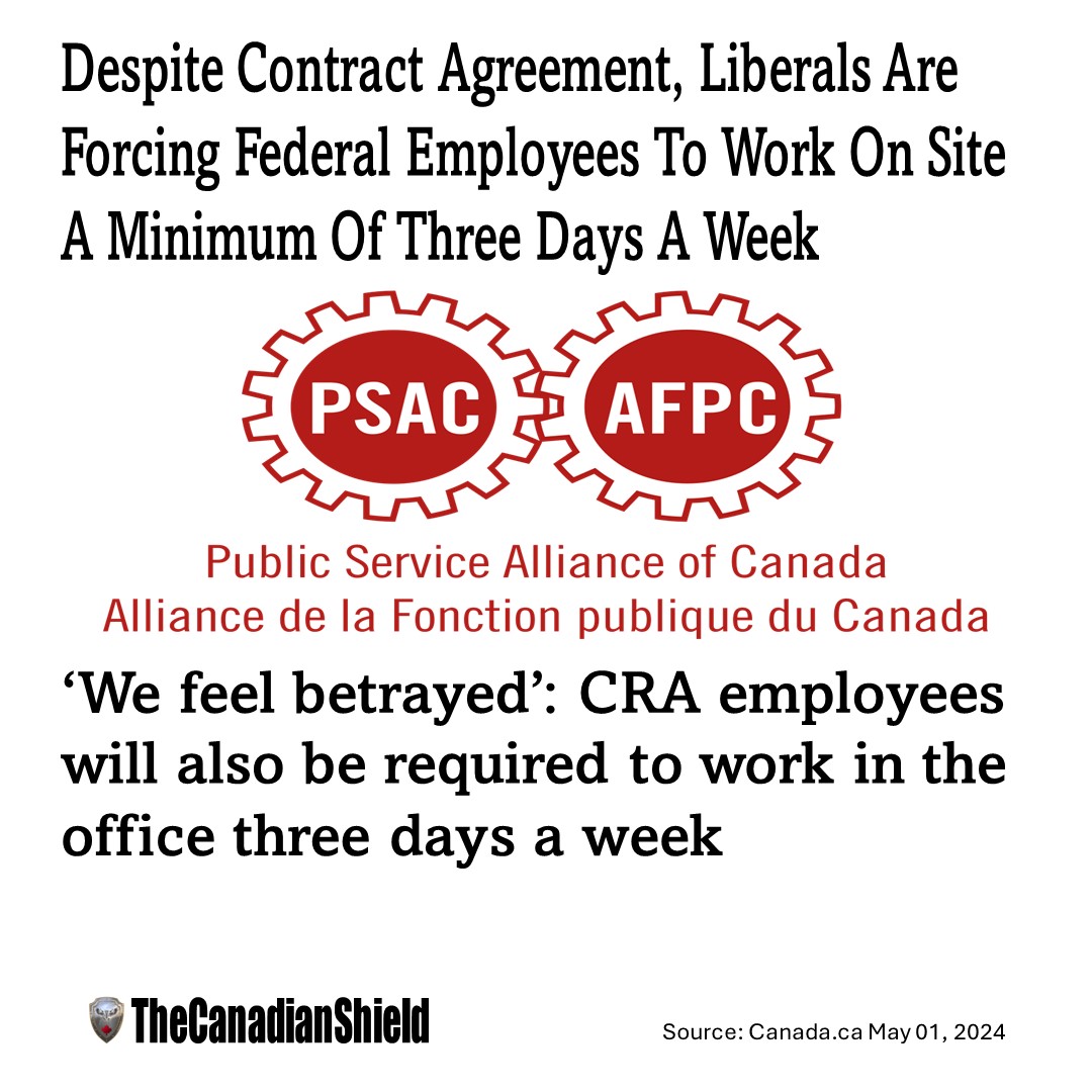 The Federal Union is angry because they have to start going back to an office to work. #cndpoli #freepress