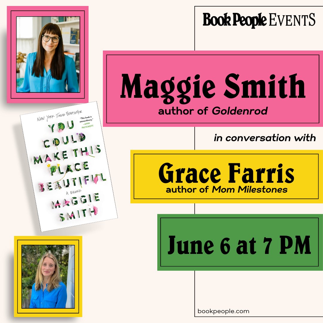 NPR Best Book of the Year • Time Best Book of the Year • Oprah Daily Best Memoir of the Year Join Maggie Smith on June 6th celebrating the paperback release of YOU COULD MAKE THIS PLACE BEAUTIFUL More info + RSVP: eventbrite.com/e/bookpeople-p… @maggiesmithpoet