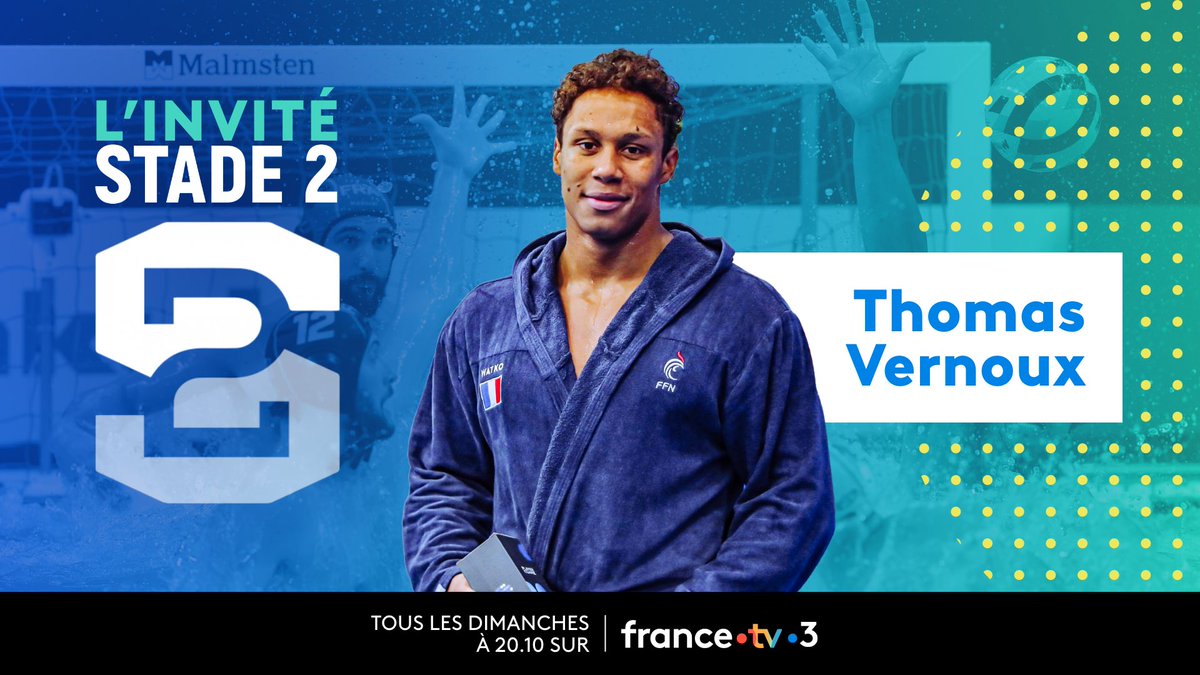 🚨#Stade2

1.96m - 108kg un vrai colosse membre de l’équipe de France de waterpolo 🇫🇷
🏆élu meilleur joueur du monde des Mondiaux 2024

🤽🏾‍♂️@ThomasVernoux est l’invité exceptionnel de l’émission 

📌 dimanche 5/5
▶️ 20h10
🖥️ #france3

Avec 🎙️@cecilegres & l’équipe @francetvsport