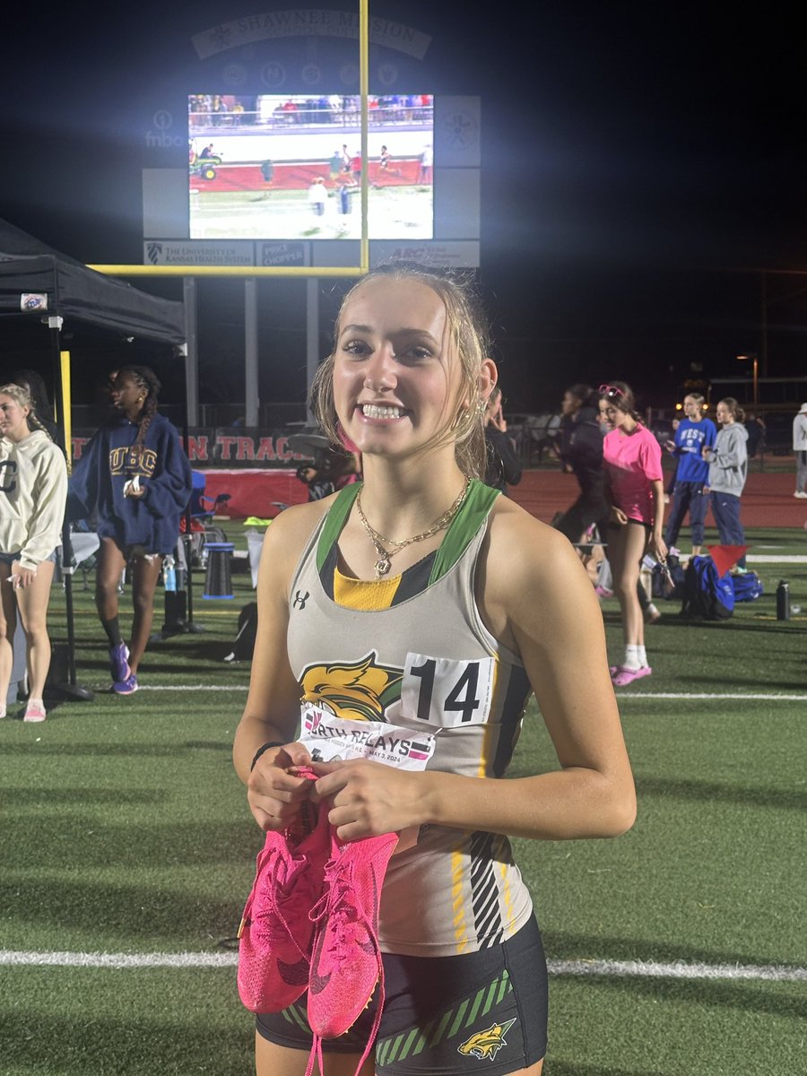 This girl is your new 800 meter school record holder.  2:23.6 was Henley Erickson’s time while breaking the old record of 2:25.  Two more records go down tonight.  I told you we would break more records and we still have more to break.  Stay tuned the next few weeks!!!