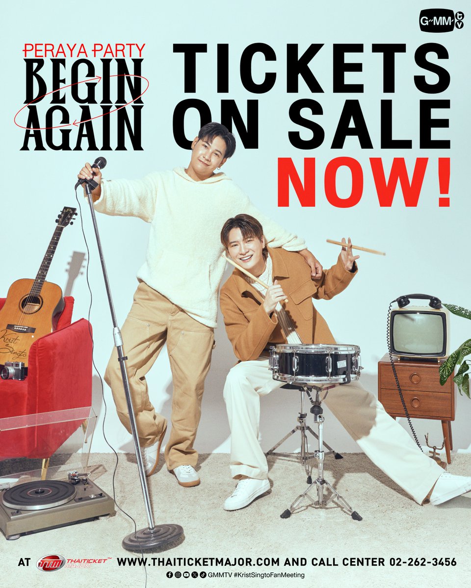 TICKETS ON SALE NOW!

BUY TICKETS  : shorturl.asia/DCAth

‘PERAYA PARTY BEGIN AGAIN’🎉
See you on Saturday, 15 JUNE 2024 | Union Hall, Union Mall

#KristSingtoFanMeeting
#GMMTV