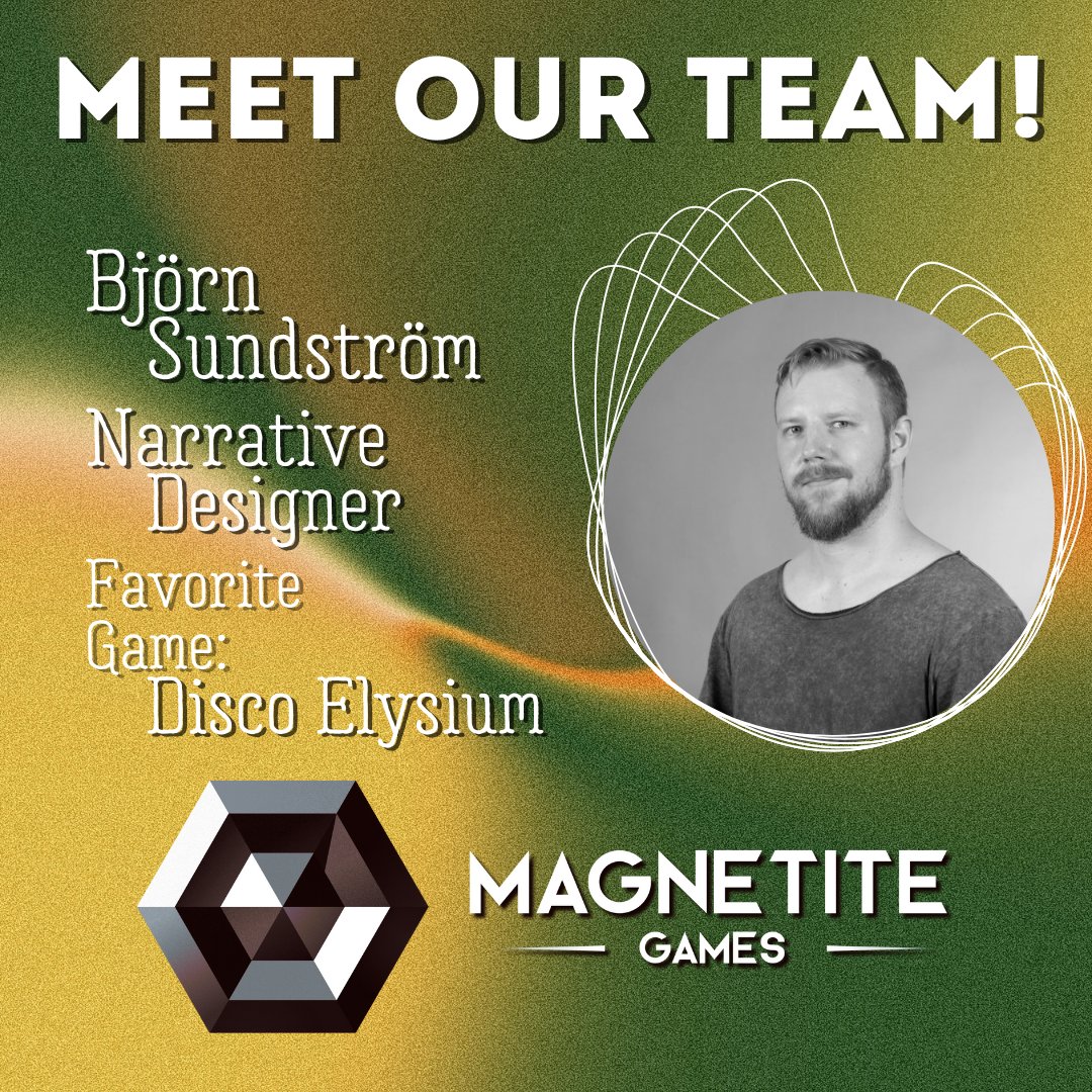 magnetitegames's tweet photo. ⚡️Meet the Team: Day 3⚡️
Björn, our lead writer and designer, is an anchor of Magnetite Games.
He dictates how our in-game world lives and breathes with players.
We can't wait to play in the realms he's building! https://t.co/tUHXi9s2MI