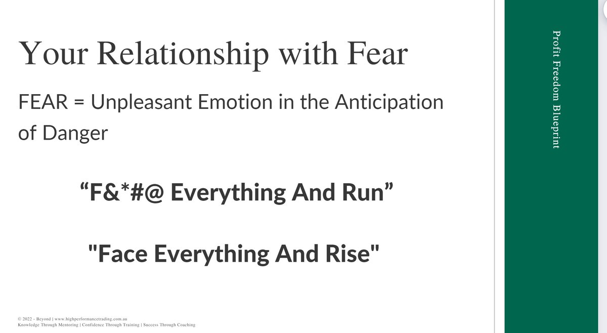 What is your relationship with F.E.A.R.? 
🏃‍♀️🏃‍♂️🏃or 🫣🤔🚀?
#tradingpsychology #WinningTradersMindset