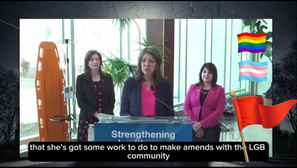 Marlaina’s making her position very clear here. The poop cookie candidate will 100% be back in caucus before her Dont Hear Queer legislation hits the floor, guaranteed.

#TransRightsAreHumanRights #ProtectTransKids #LGBWithTheT #NoLGBWithoutTheT #ableg #DanielleSmithIsUnfitToLead