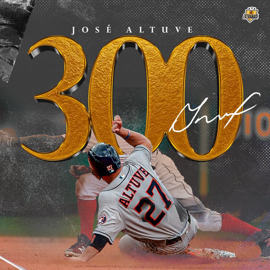 La lista de los segunda base con al menos .300 AVG, 200+ HR, 2000+ H, 300+ BR y un premio MVP: 

1. José Altuve. 

Fin. 

¡Acaba de llegar a las 300 bases robadas de por vida en Grandes Ligas! 

#Relentless | #ElExtrabase⚾️🇻🇪