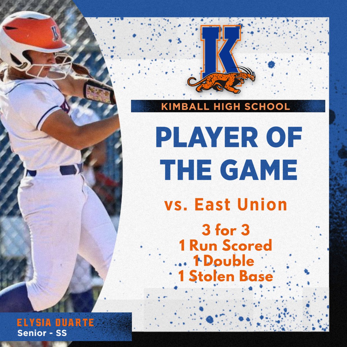 Player of the Game against East Union is the red hot Elysia Duarte. #oneTEAMoneDREAM  #jagssoftball2024 @EDuarte2024 @SOU_Softball