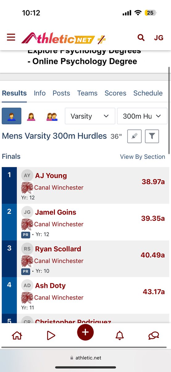 New PR  in the 300 Meter Hurdles, 39.3 a week before conference! Still got a lot left in the tank!