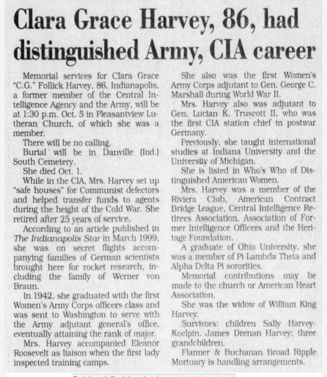 BillHarvey’s wife, Clara Grace Harvey, was also CIA …in a very rare CIA admittance. It looks like she was part of OperationPaperclip. findagrave.com/memorial/11669…