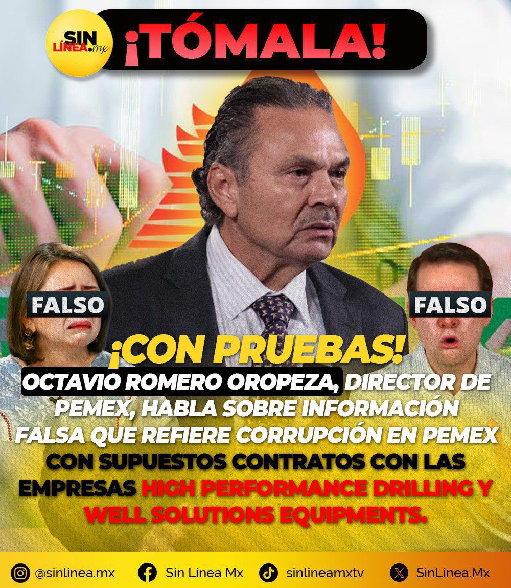 ¡TÓMALA CHAYOTEROS! 💥🥊
#Atención

¡Con pruebas! Octavio Romero Oropeza, director general de (Pemex), habla sobre  información falsa que refiere corrupción en Pemex con supuestos contratos con la empresa Trese, High Performance Drilling y Well Solutions Equipments.…