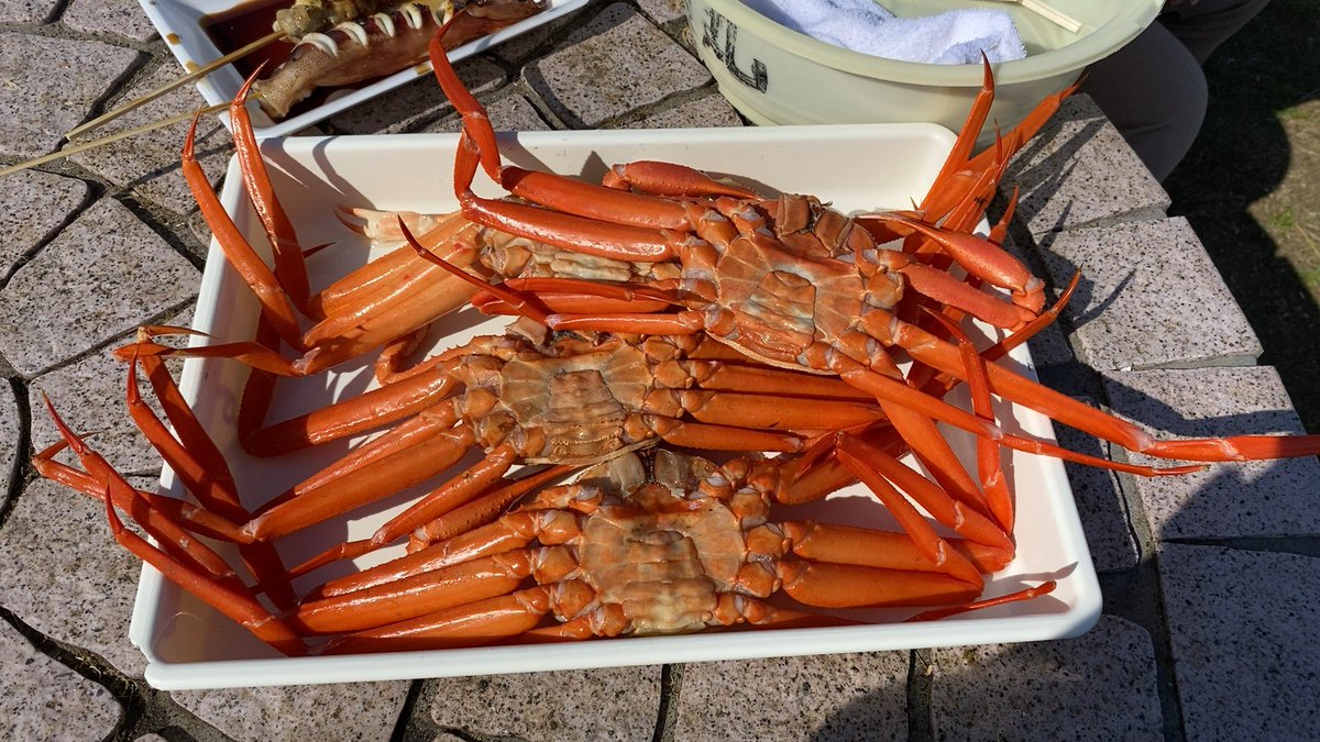 朝からカニ！浜焼き！