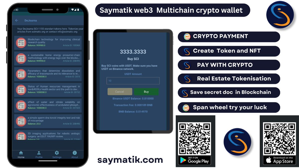Le portefeuille Saymatik Web3 offre une interface conviviale pour gérer vos actifs numériques en toute sécurité. Découvrez le futur de la finance décentralisée aujourd'hui ! #Saymatik #Web3 #SCICoin #MonnaieNumérique