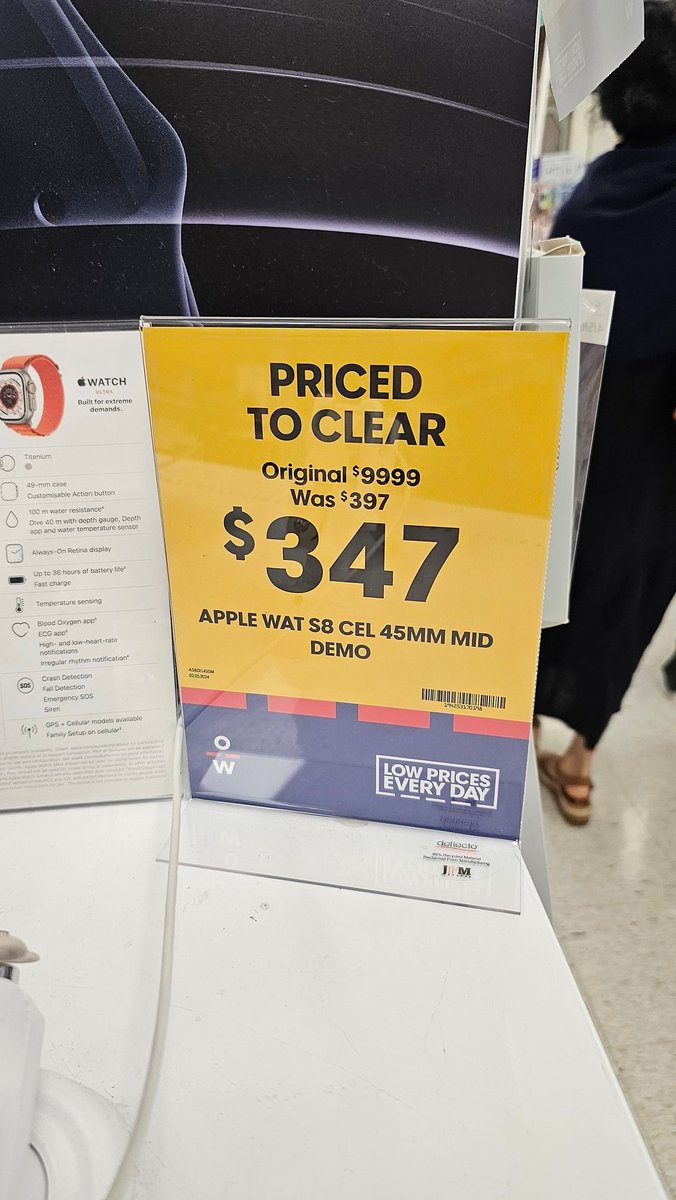 Officeworks employee who made the sign: 'It isn't my job to check the RRP of Apple Watches nor proof read the sign that I make' 😂

Sadly that attitude is quite prevalent in a lot of workplaces 🙄