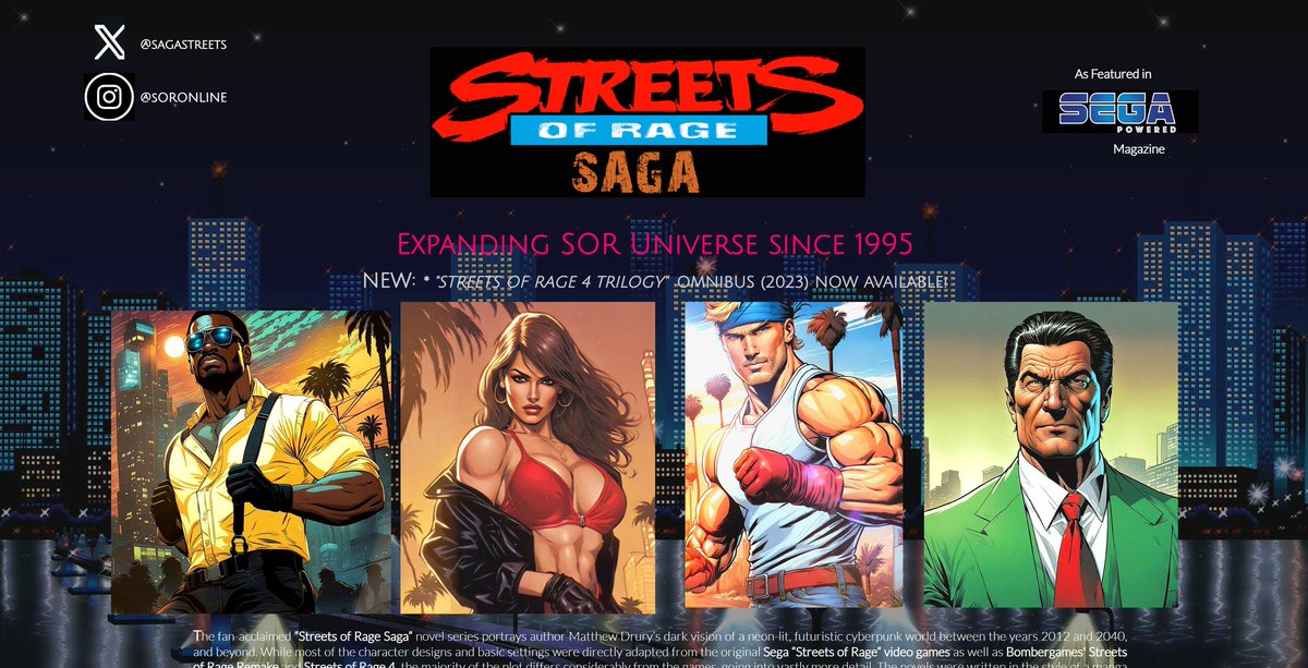 💥 New Look! 👀 Visit streetsofragesaga.net for free downloads of the entire '#StreetsofRage Saga' novel series in both English and Spanish languages, including the new #StreetsofRage4 Trilogy Omnibus Edition! 💥 #Sega #fanfiction #NovelAdaptation #retrogaming