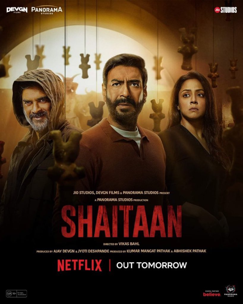 #ShaitaanOnNetflix - A supernatural gripping thriller. Madhavan and the girl who plays Jhanvi deliver outstanding performances. An engaging story, excellent sound effects, and BGM keep us on the edge of our seats. Go for it. 

Never let a  stranger into your family. ⭐️⭐️⭐️⭐️