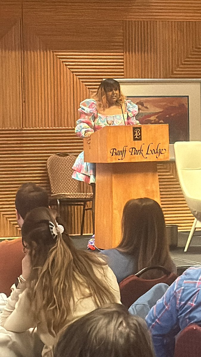 <a href="/AnotherNisha/">Nisha 🏳️‍🌈 Poet Laureate Emeritus</a> is sharing her thoughts and words with #ELAC2024 participants, a group of <a href="/ABELATeachers/">ELAC</a>, members of the <a href="/albertateachers/">Alberta Teachers' Association</a>. Nisha’s poetry is engaging, insightful and certainly makes you go “hmm…” Thank you Nisha for your words and the imagery you create with them.
