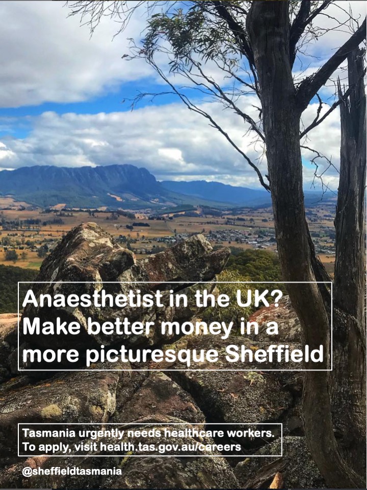 Healthcare workers in the UK. This is Sheffield in Tasmania. They drive on the same side of the road, watch much the same TV and they pay more. Face it. You need Tasmania as much as Tasmania needs you. Apply here: health.tas.gov.au/careers #NHSJobs #Sheffield
