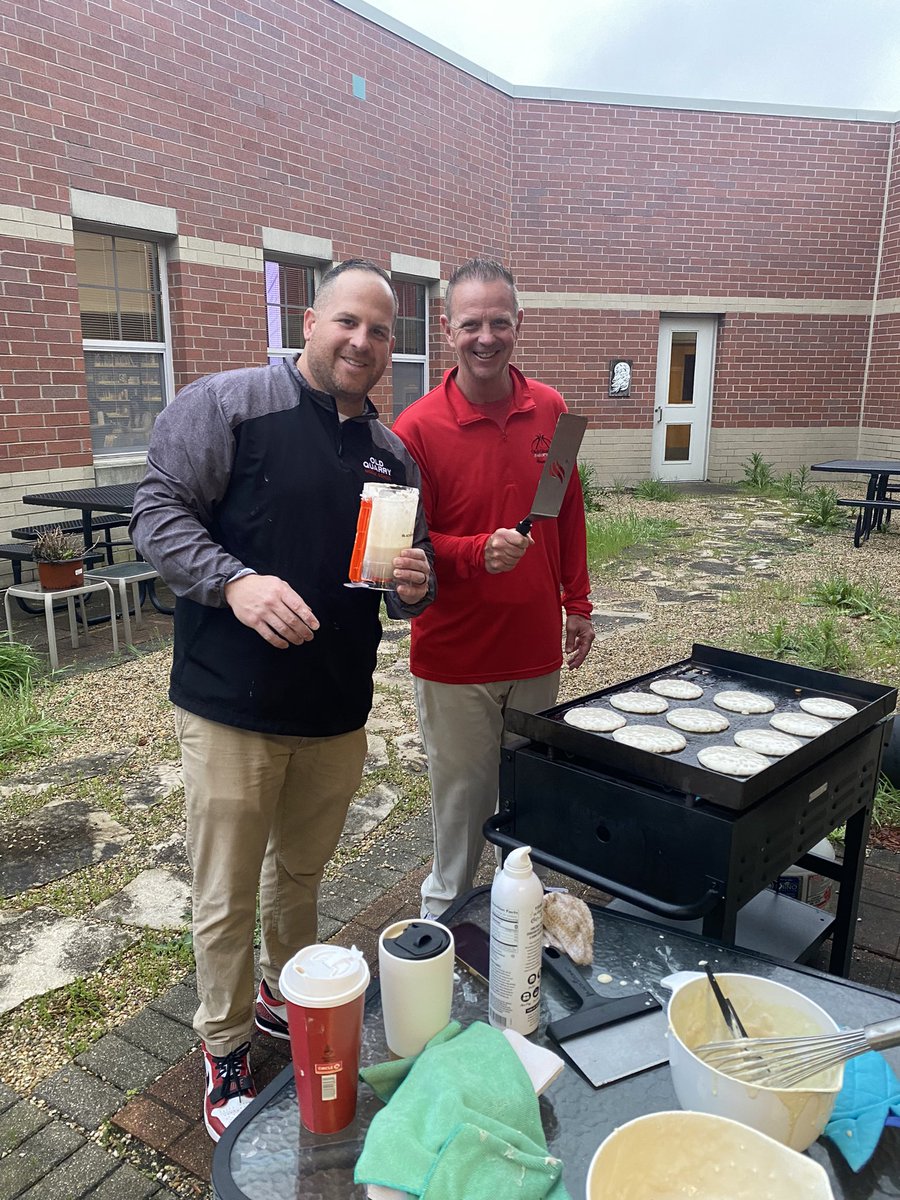 Only the best will stand outside in the rain to make pancakes for their staff! That’s “flipping awesome!” Thank you for ALL you do!!! #sd113a