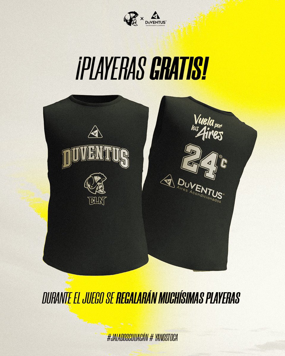 ¡NO TE QUEDES SIN LA TUYA!🏀✨ Nuestros amigos de DuVentus❄️ van a estar regalando playeras el día de mañana en La Fortaleza.-😉🛡️⚔️ #JaladosCuliacán #YaNosToca