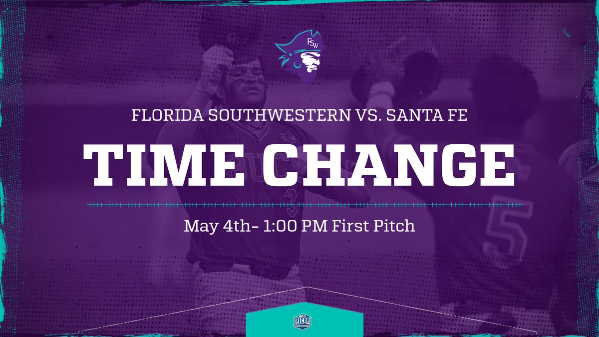 🚨SCHEDULE UPDATE🚨 Due to forecasted weather later in the day Saturday, the FSW vs. Santa Fe Fort Myers Regional Game has been moved up an hour to a 1 PM first pitch from Buccaneers Park