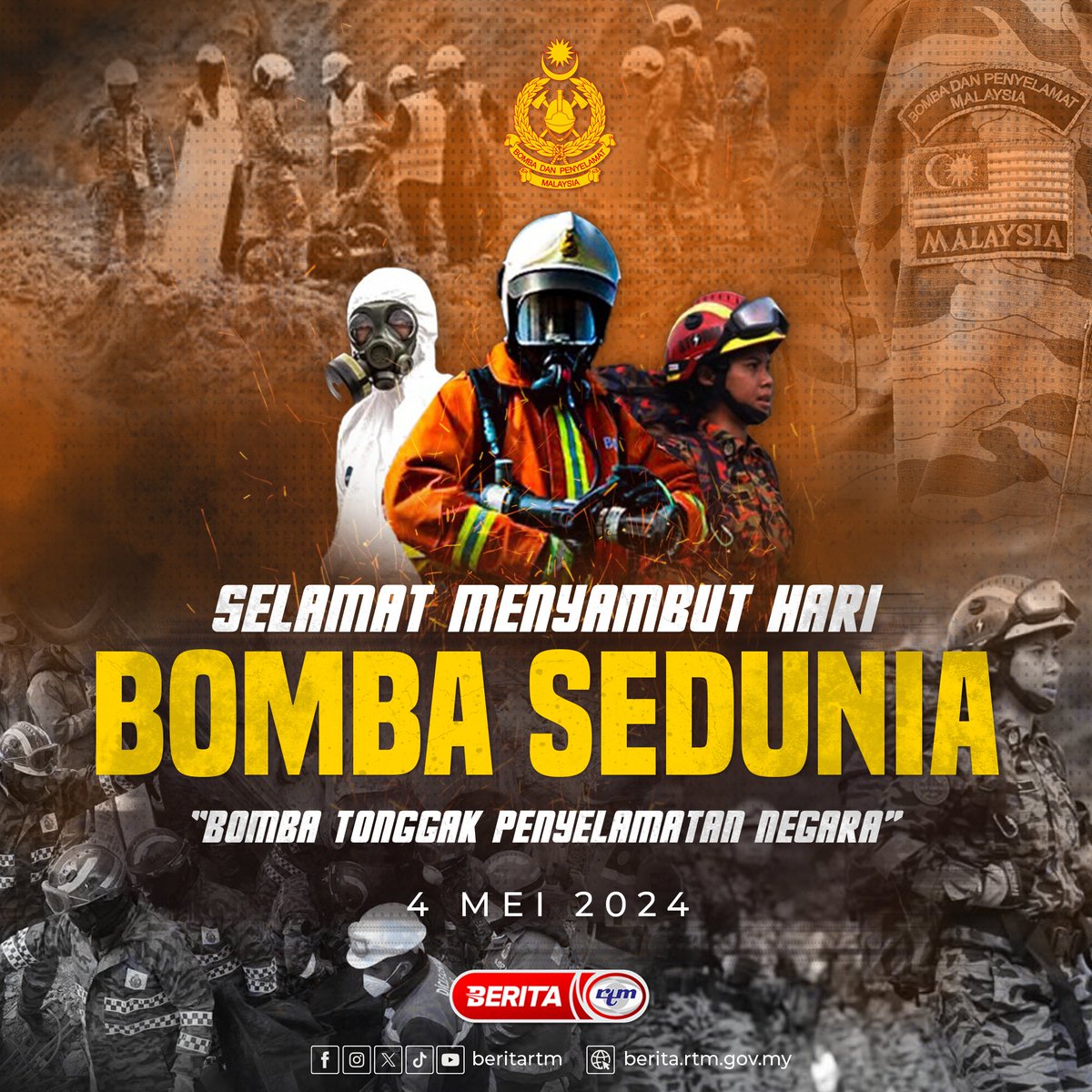 SELAMAT MENYAMBUT HARI BOMBA SEDUNIA

“BOMBA TONGGAK PENYELAMATAN NEGARA”

Malaysia MADANI : Tekad Perpaduan Penuhi Harapan

'Yang sahih di Berita RTM'
#RTM #BeritaRTM #MalaysiaMadani