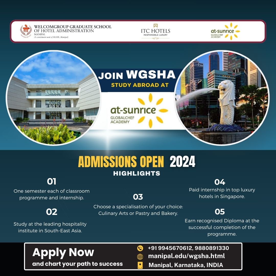 Study Abroad Opportunity in Singapore
#studyabroad #studentexchange #hotelmanagement #culinaryscience #HospitalityManagement #admissionopen #wgsha #mahe #manipal