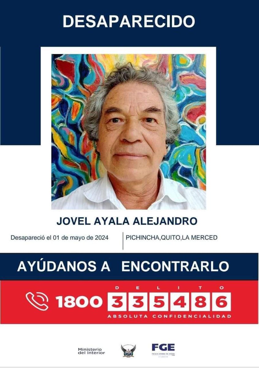 El amigo, maestro y titiritero Alejandro Jovel esta desaparecido en Quito. Porfavor estar atentos si saben algo sobre todo del sector los Chillos - La Merced donde fue visto por última vez. URGENTE...URGENTE!!!! Agradecemos comunicarse al 0986657280